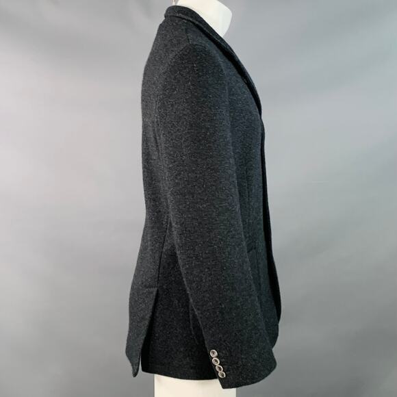 FEDELI Size 40 Grey Black Cashmere Single Breasted Pop Up Collar Coat - Picture 2 of 7